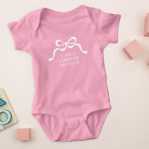 Limited Edition Baby Pink Retro Modern Girl Bows  Baby Bodysuit