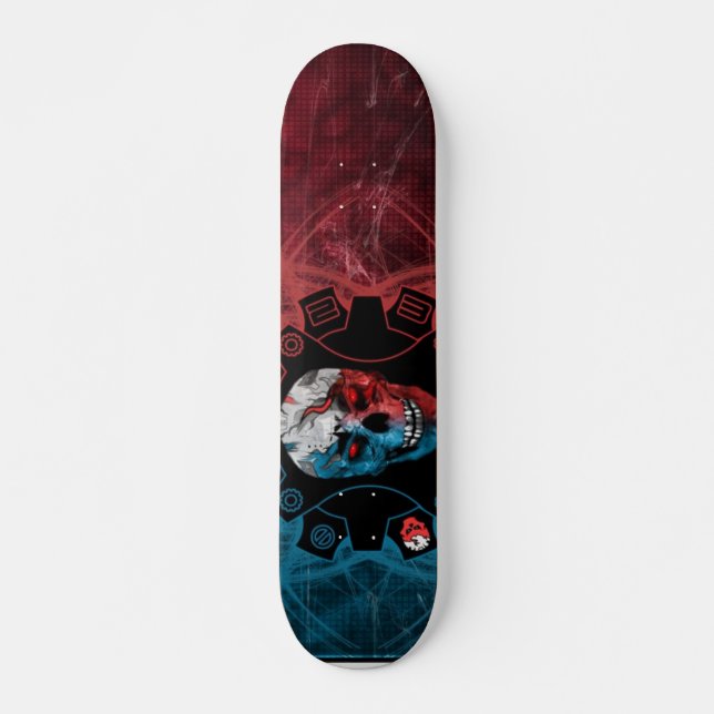 LIMITED EDITION:  Blue & Red Skull Skateboard (Front)