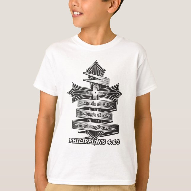 Limited Edition Philippians 4:13 Christian Bible T-Shirt (Front)