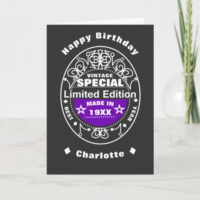 Limited Edition Year Born Personalised Birthday Card (Front)