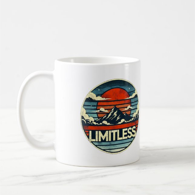 Limitless Horizon: Mountain Sunset Art Coffee Mug (Left)