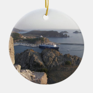 Limnos Ferry From The Hill Ceramic Ornament