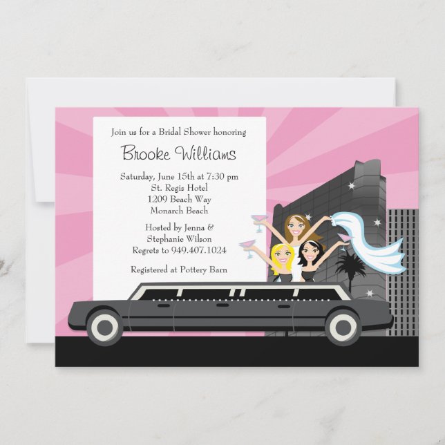 Limo Bridal Shower Invitation (Front)