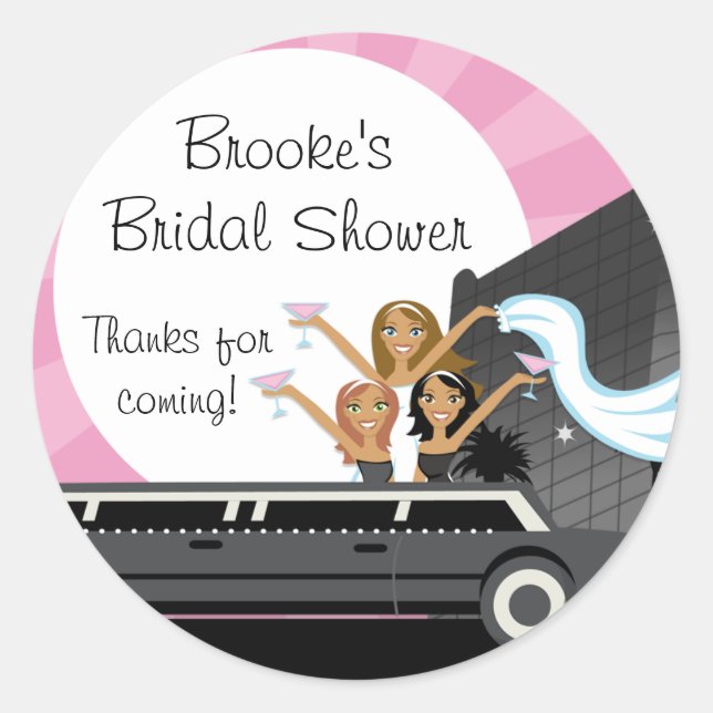 Limo Bridal Shower Sticker (Front)