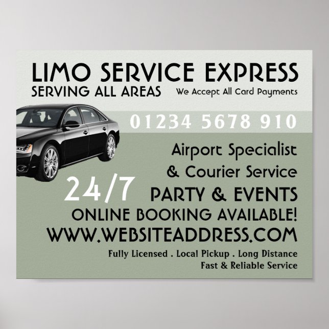 Limo Taxi Service Advertising Poster (Front)