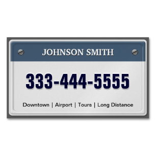 Limo & Taxi Service - Cool Licensed Plate Magnetic Business Card