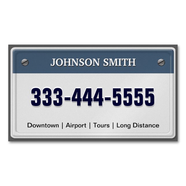 Limo & Taxi Service - Cool Licensed Plate Magnetic Business Card (Front)