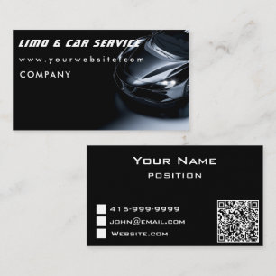 Limo & Taxi Service Elegant Dark Limousine Business Card