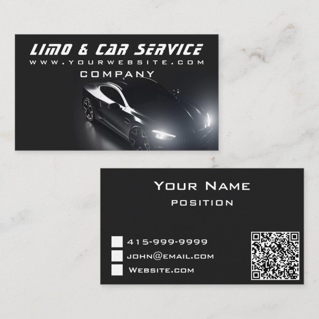 Limo & Taxi Service Elegant Dark Limousine  Business Card (Front/Back)