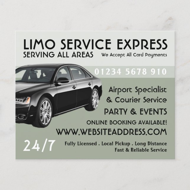 Limo Taxi Service with Price List Advertising Flyer (Front)