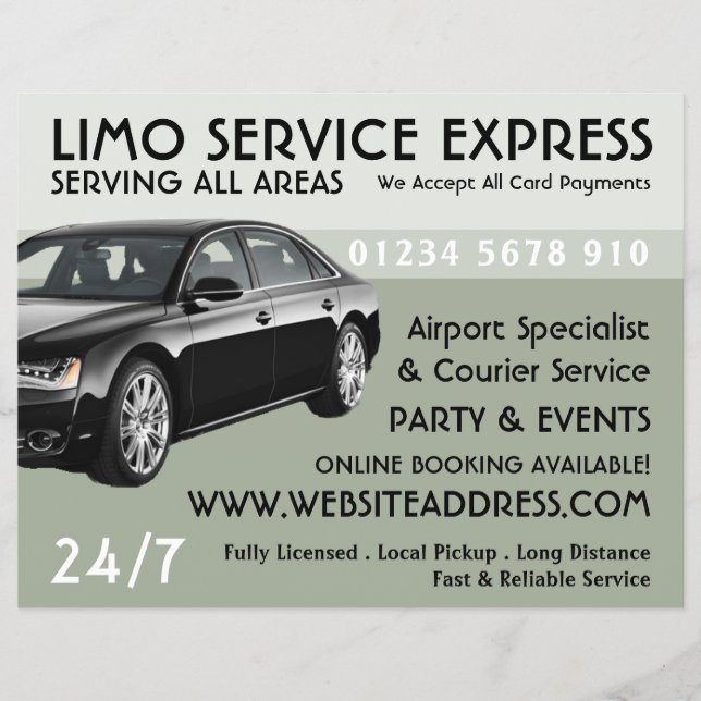 Limo Taxi Service with Price List Advertising Flyer (Front)