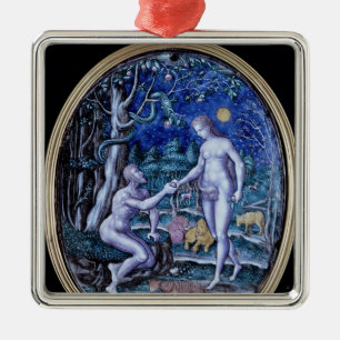 Limoges plaque depicting Adam and Eve, c.1570 Metal Ornament
