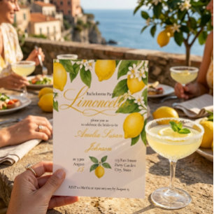 Limoncello Bachelorette Party Watercolor Lemons  Invitation