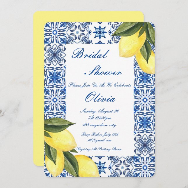 LIMONCELLO BRIDAL SHOWER INVITATION (Front/Back)
