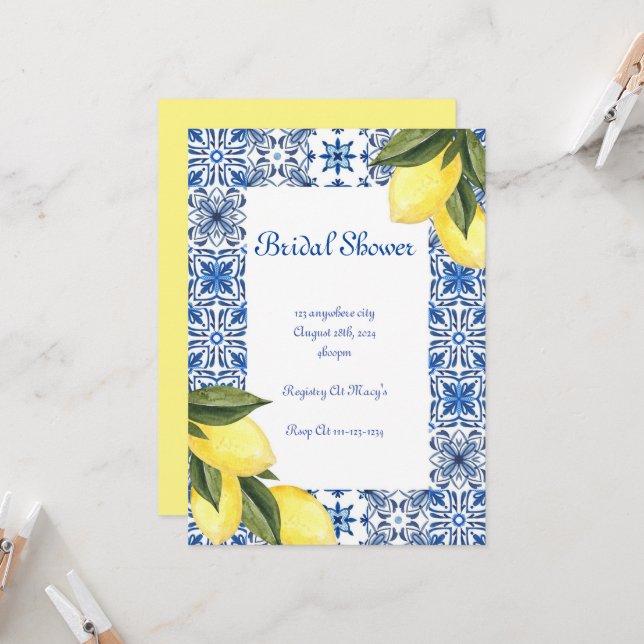 LIMONCELLO BRIDAL SHOWER INVITATION (Front/Back In Situ)