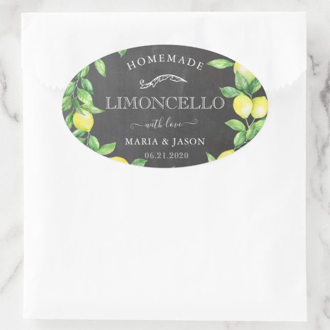 Limoncello Chalkboard Monogram Favour Oval Sticker (Bag)