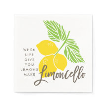 Limoncello cocktail napkin, when life gives you