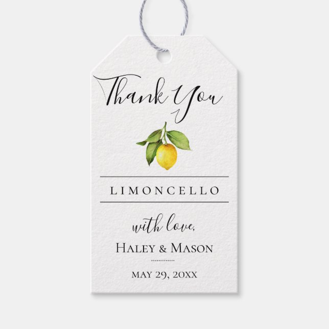 Limoncello Favour Thank You Gift Tag (Front)