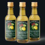 Limoncello Green Wood Christmas Mini Bottle Label<br><div class="desc">Elegant Watercolor Lemon Greenery Holiday Red Bow Homemade Limoncello Merry Christmas Mini Bottle Labels - Rustic Green Wood Print</div>