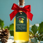 Limoncello Green Wood Print Christmas Gift Tags<br><div class="desc">Elegant Watercolor Lemon Greenery Holiday Red Bow Homemade Limoncello Merry Christmas Bottle Tag - Rustic Green Wood Print</div>