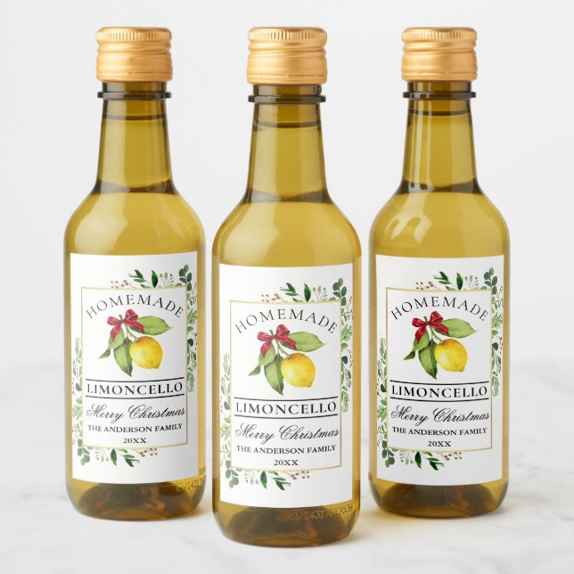 Limoncello Greenery Christmas Mini Bottle Labels (Bottles)
