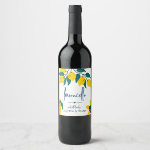 Limoncello Hand Drawn Lemon Liqueur Wine Label