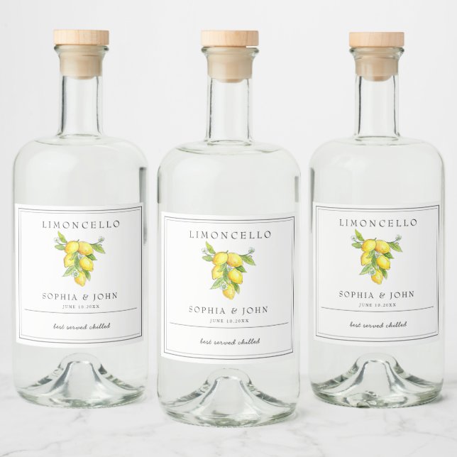 Limoncello Italian style Lemon Liquor Bottle Label (Bottles)