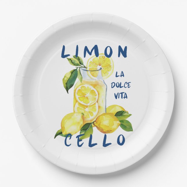 Limoncello Italy –La Dolce Vita Lemon Summer Party Paper Plate (Front)