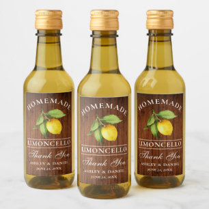 Limoncello Lemon Wood Thanks Mini Bottle Labels