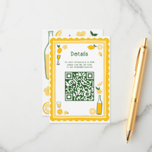 Limoncello Lemonade CUSTOM QR Bridal Shower Enclosure Card