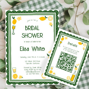 Limoncello Lemonade CUSTOM QR Bridal Shower Enclosure Card