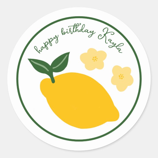 Limoncello Lemonade Lemon CUSTOM Birthday Classic Round Sticker (Front)