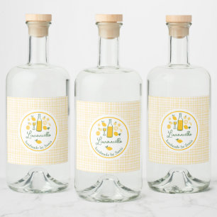 Limoncello Lemonade Lemon Gingham Handmade CUSTOM  Liquor Bottle Label