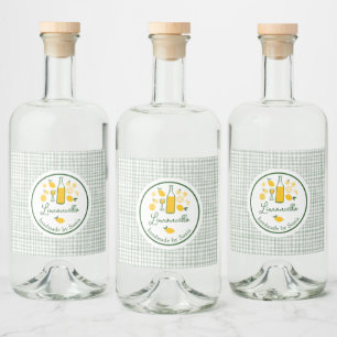 Limoncello Lemonade Lemon Gingham Handmade CUSTOM  Liquor Bottle Label