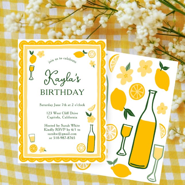 Limoncello Lemonade Lemons CUSTOM BIRTHDAY PARTY  Invitation (Limoncello Lemonade Lemons CUSTOM BIRTHDAY PARTY Invitation
)
