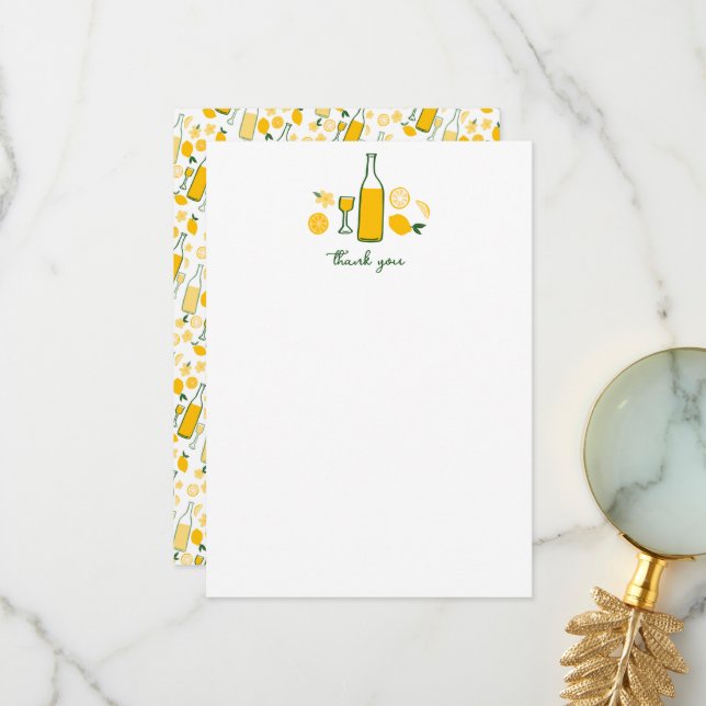 Limoncello Lemonade Lemons CUSTOM Birthday Thank You Card (Front/Back In Situ)