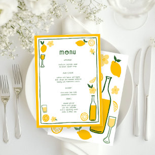 Limoncello Lemonade Lemons CUSTOM Bridal Shower  Menu