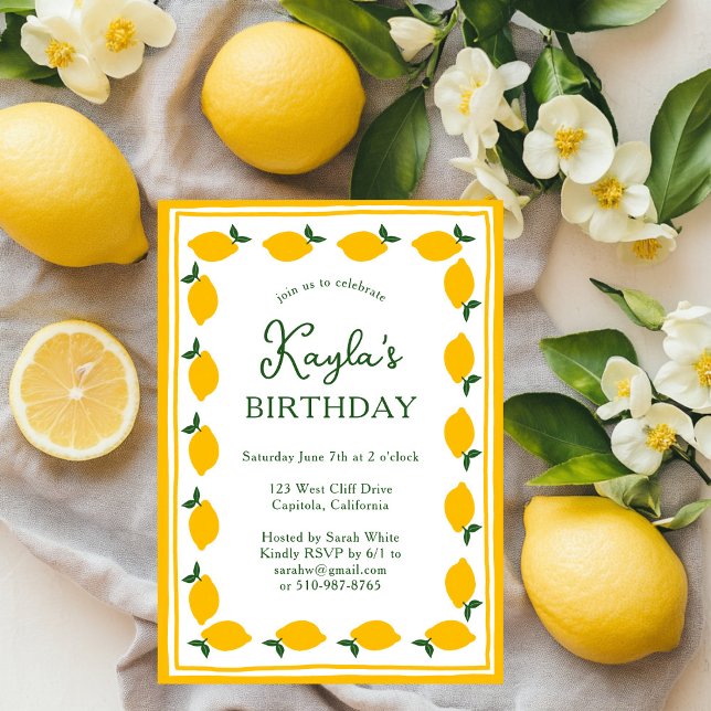Limoncello Lemons CUSTOM Cute BIRTHDAY PARTY  Invitation (Limoncello Lemons CUSTOM Cute Adult or Child BIRTHDAY PARTY Invitation
)