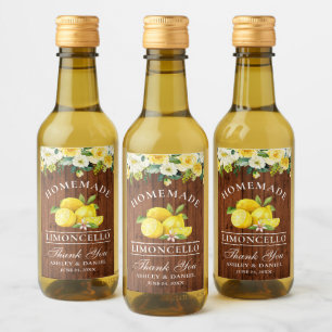 Limoncello Lemons Floral Wood Mini Bottle Labels