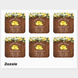 Limoncello Lemons Floral Wood Wedding Square Sticker