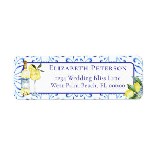 Limoncello Lemons Italian Cocktail Return Address Label