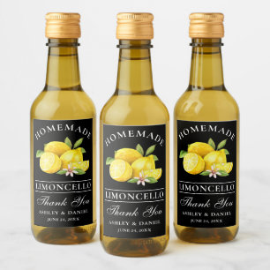 Limoncello Lemons Thanks Black Mini Bottle Labels