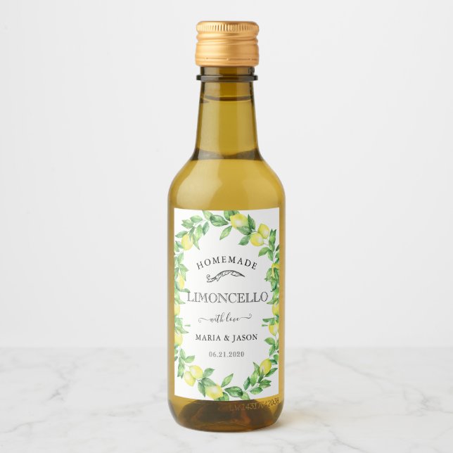 Limoncello Monogram Favour Mini Bottle Label (Front)