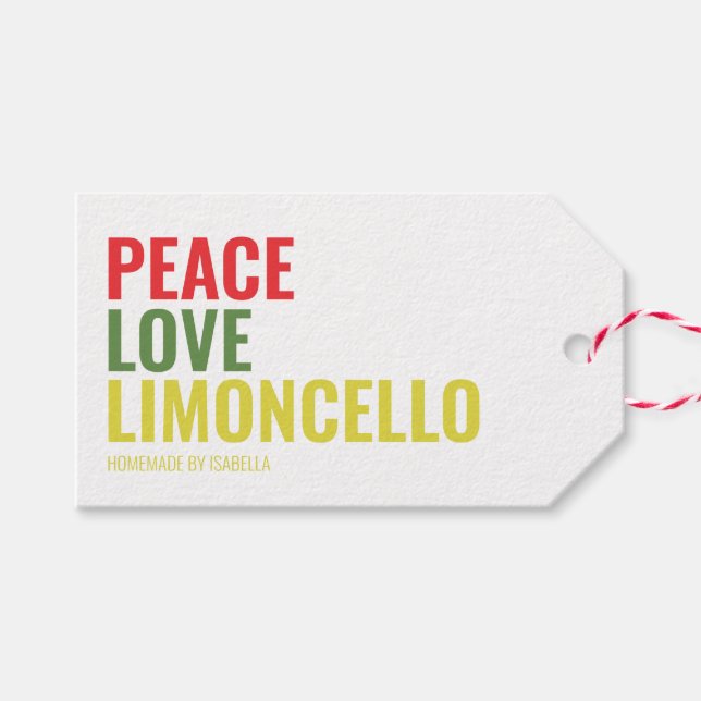 Limoncello Peace Love And Limoncello Gift Tag (Front (Horizontal))