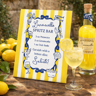Limoncello Spritz Bar Yellow Stripe La Dolce Vita  Pedestal Sign