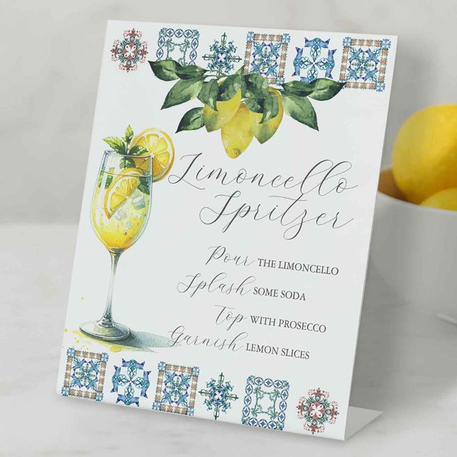 Limoncello Spritzer Wedding Bar Sign (Lemon wedding theme bar sign for limonchello spritzer.)