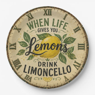 Limoncello Vintage Italian Lemon Kitchen  Paper Plate