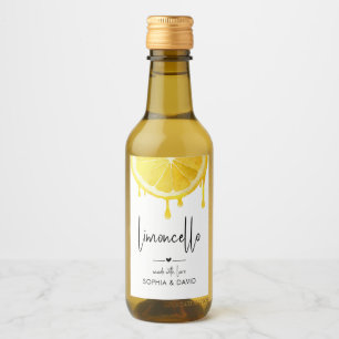 Limoncello Watercolor Lemon Dripping Homemade Wine Label