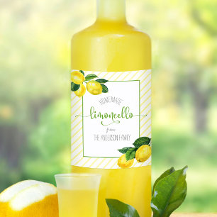 Limoncello watercolor lemons custom name script wine label