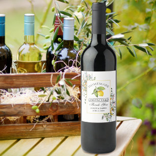 Limoncello Watercolor Wildflowers Bottle Label